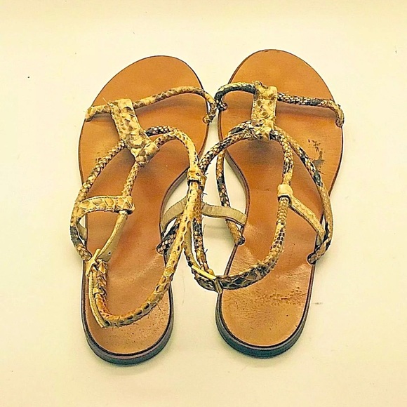 HANDMADE IN ITALY Designer Snake Skin & Leather Sandals Sz EU38.5 US8M Sandals - Picture 3 of 10